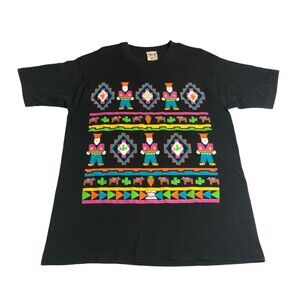 Vintage EZL By Marcy 'N Me Shirt One Size Black Southwestern Aztec Textured 90s